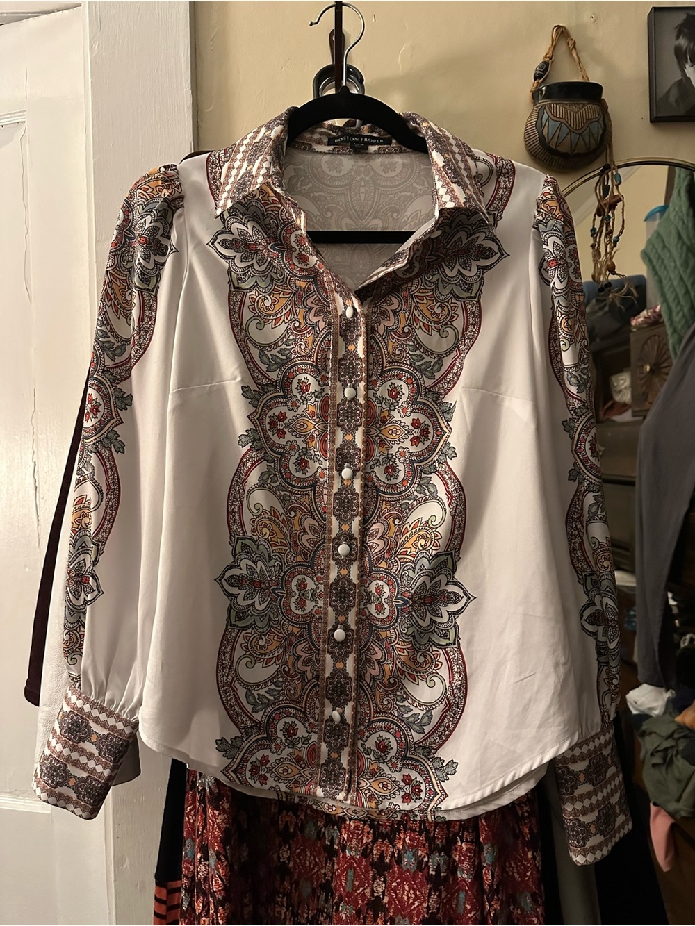 Boston Proper Paisley Button-Down Women’s Blouse
